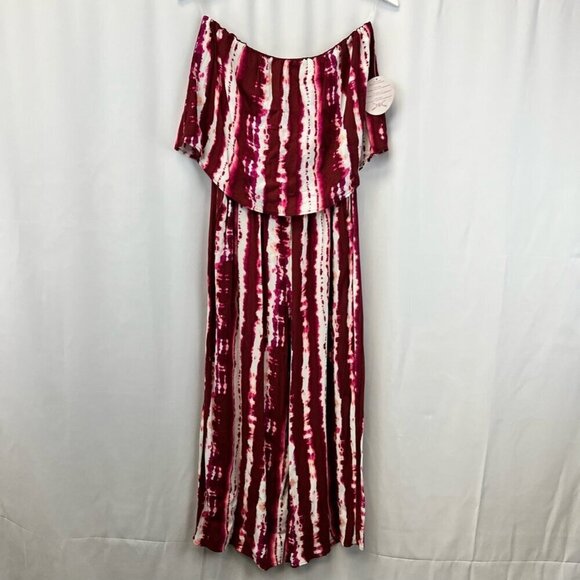 Gypsies & Moondust Womens Jumpsuit Multicolor Tie Dye Off Shoulder Sleeve M New - Picture 1 of 12
